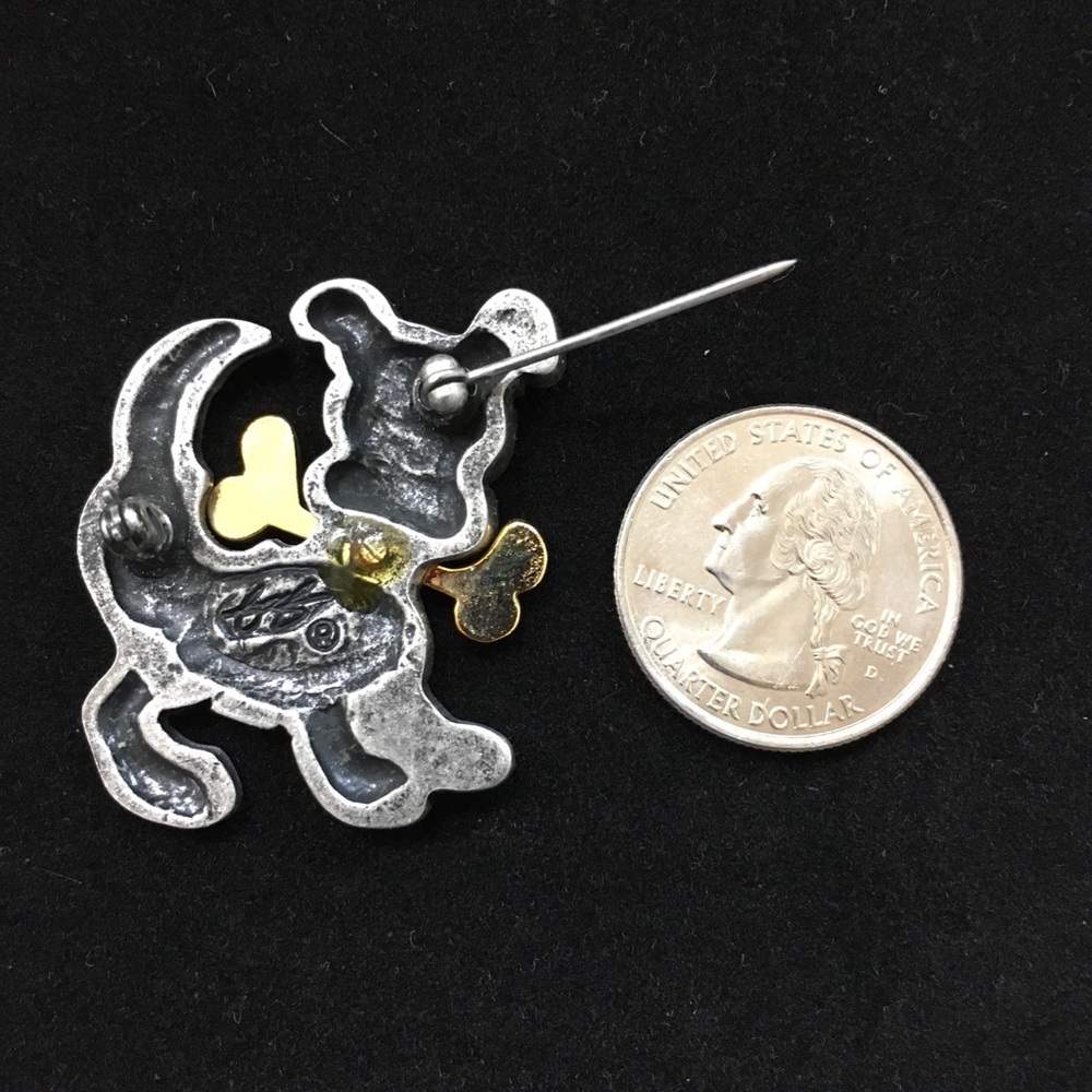 Vintage Pewter-like Dog with a Bone Brooch - Picture 2 of 4
